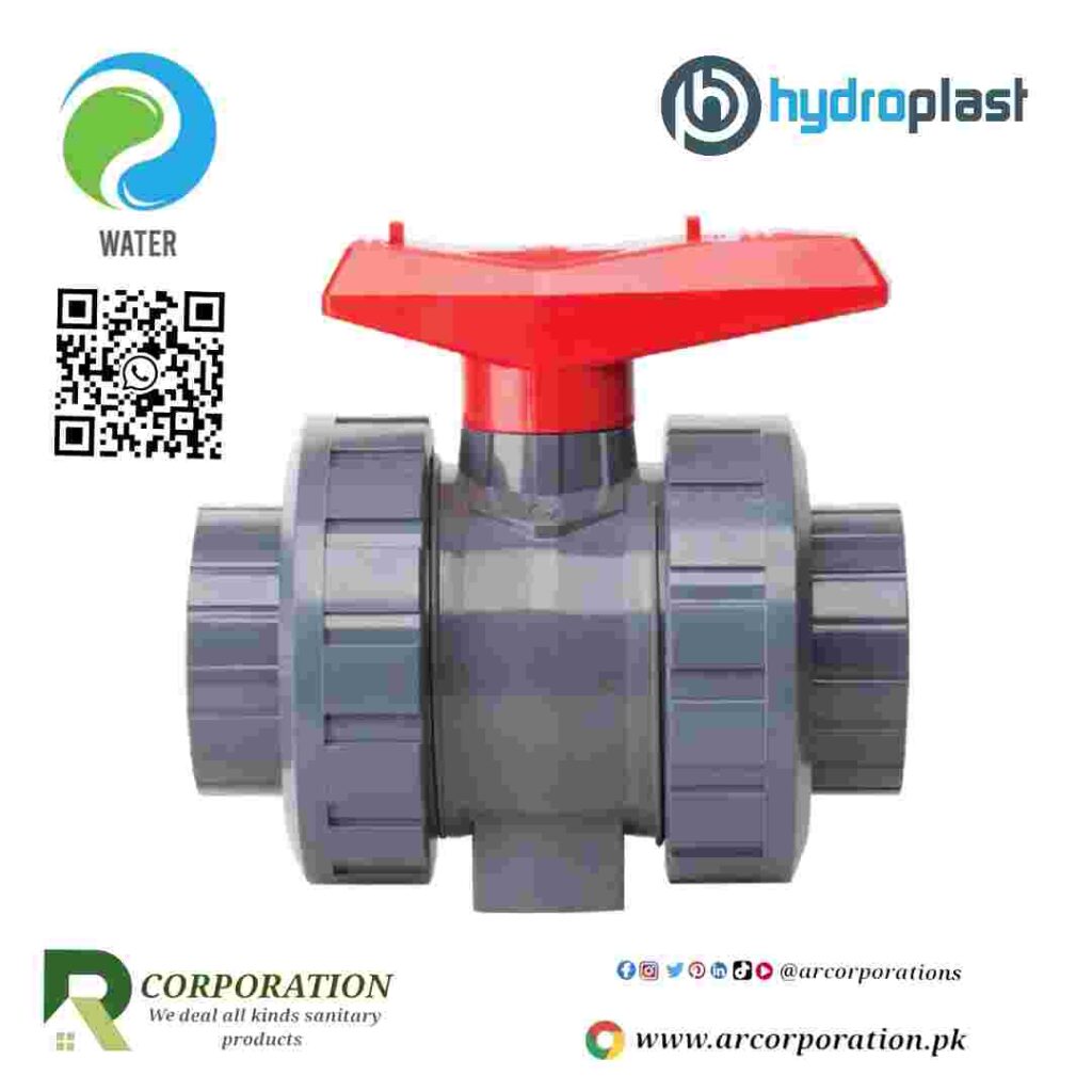 hydroplast-sch-80-upvc-double-union-ball-valve- 1-1/4"-1-1/2"- 2"-3"-4"-1/2"-3/4"