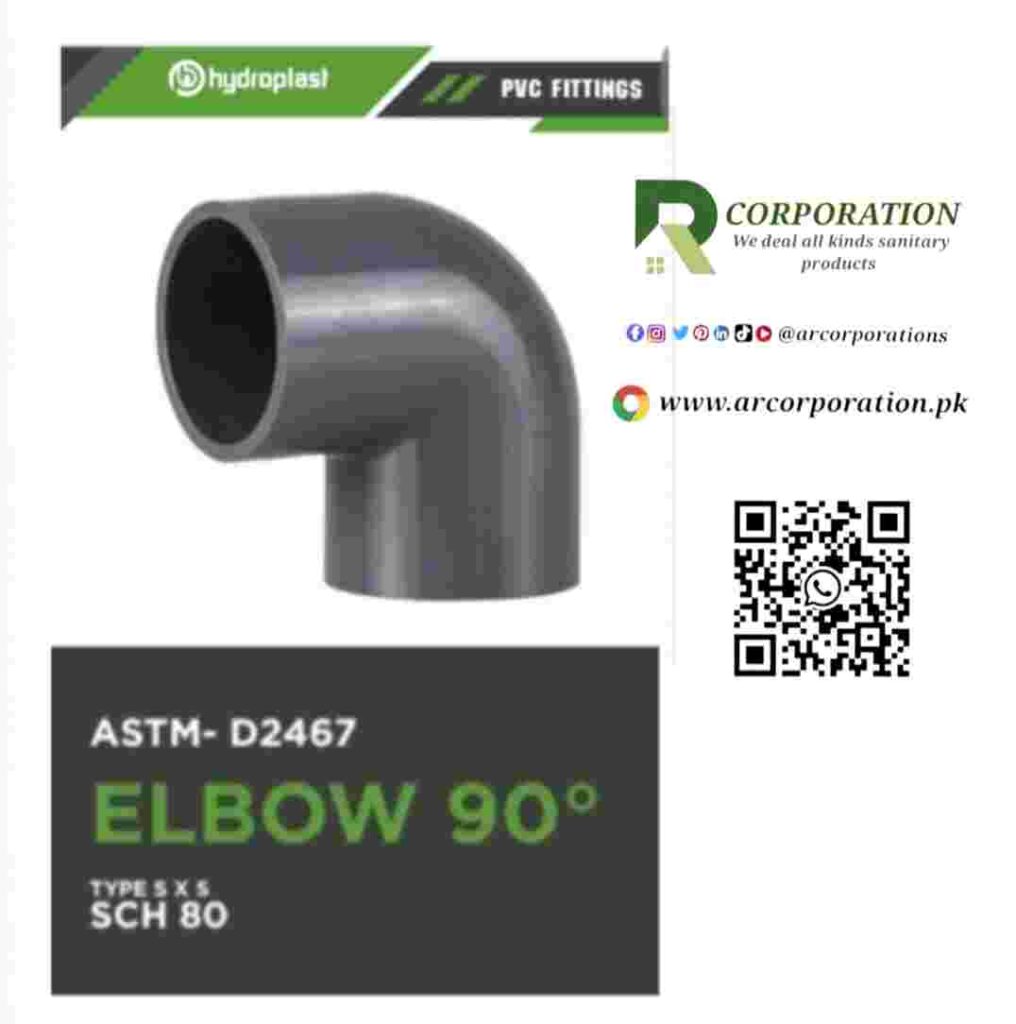 hydroplast-sch-80-upvc-elbow-1"-1-1/4"-1-1/2"-2"-2-1/2"-3"-4"-5"-6"-8"-10"-12"-1/2"-3/4"